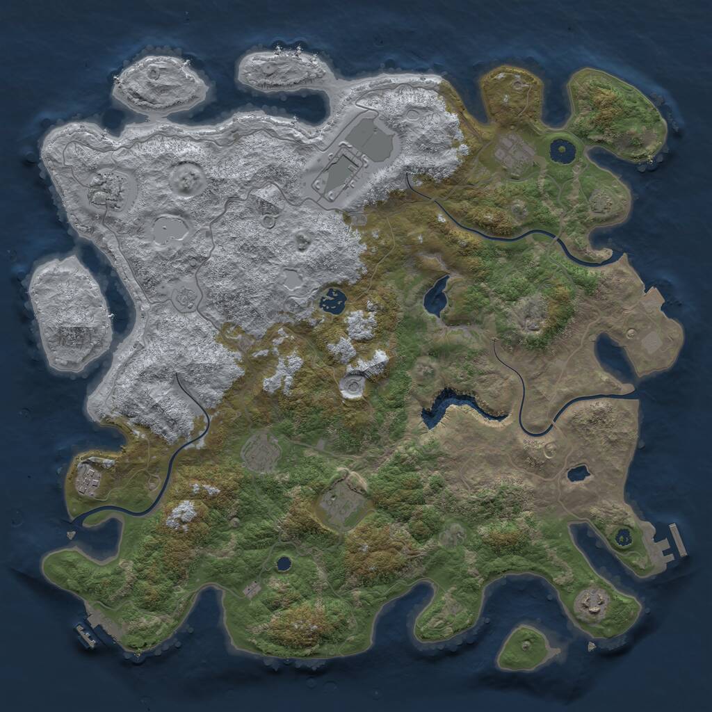 Rust Map: Procedural Map, Size: 4200, Seed: 702282671, 14 Monuments