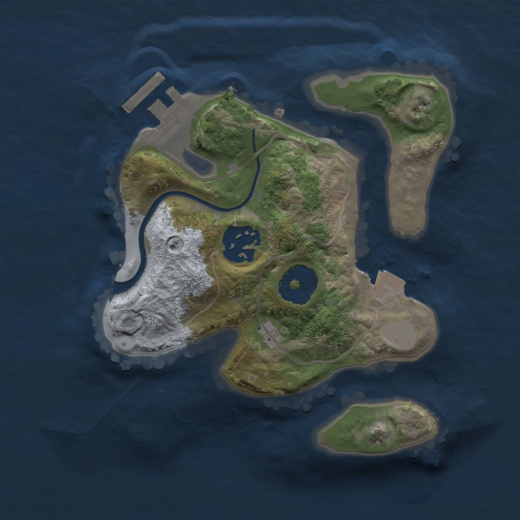 Rust Map: Procedural Map, Size: 2048, Seed: 3687157, 3 Monuments