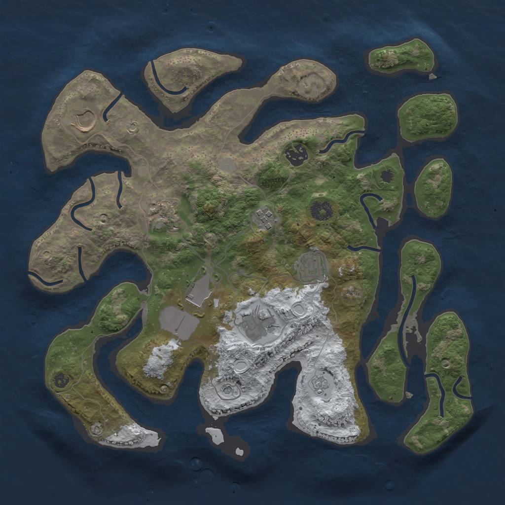 Rust Map: Procedural Map, Size: 3500, Seed: 818686, 14 Monuments