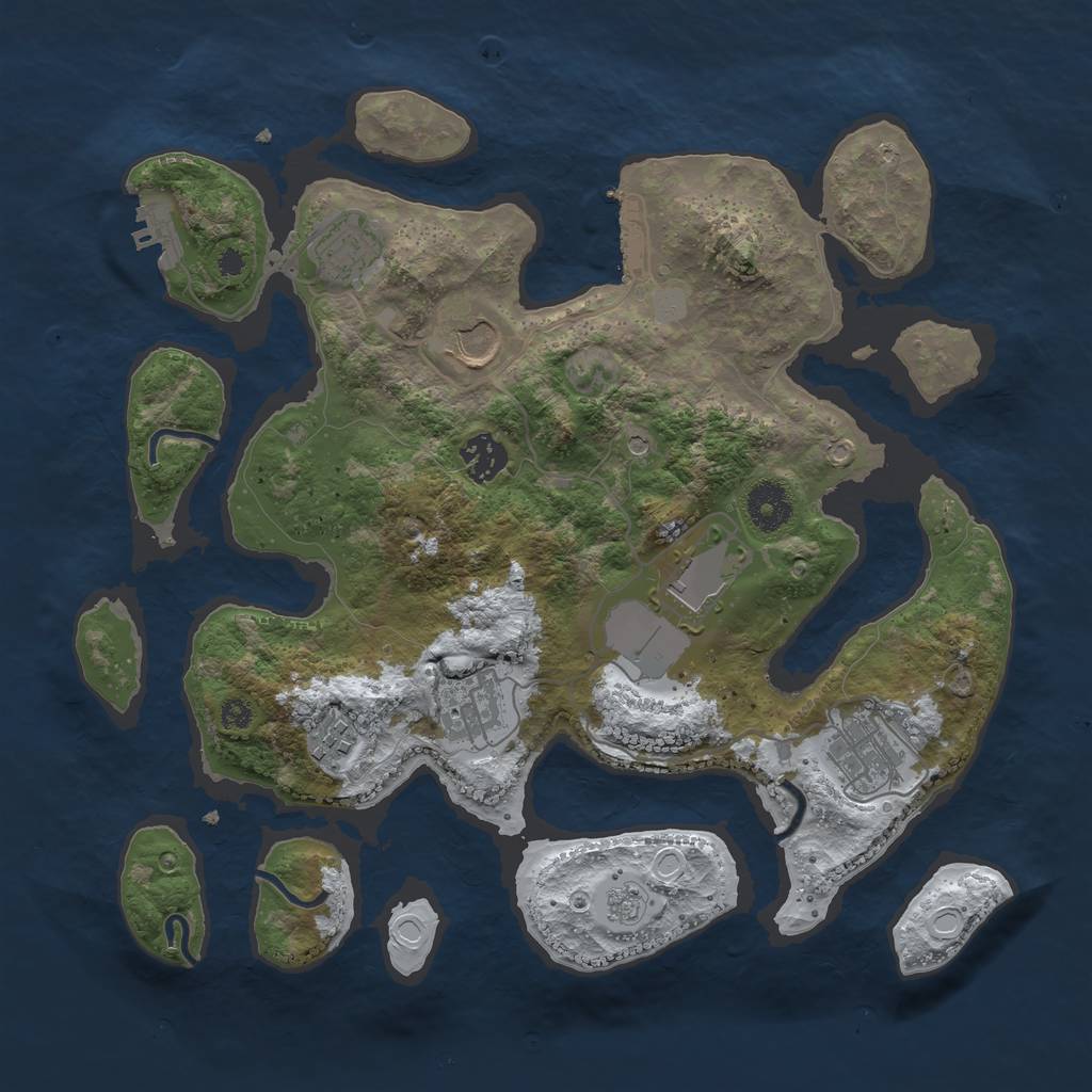 Rust Map: Procedural Map, Size: 3500, Seed: 232934, 16 Monuments