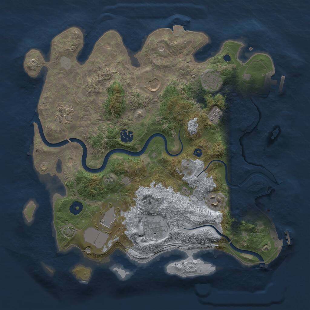 Rust Map: Procedural Map, Size: 3500, Seed: 877246, 13 Monuments