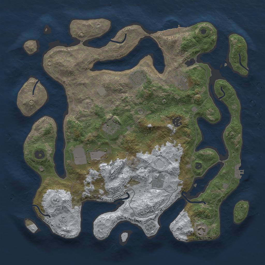Rust Map: Procedural Map, Size: 4000, Seed: 6445501, 17 Monuments
