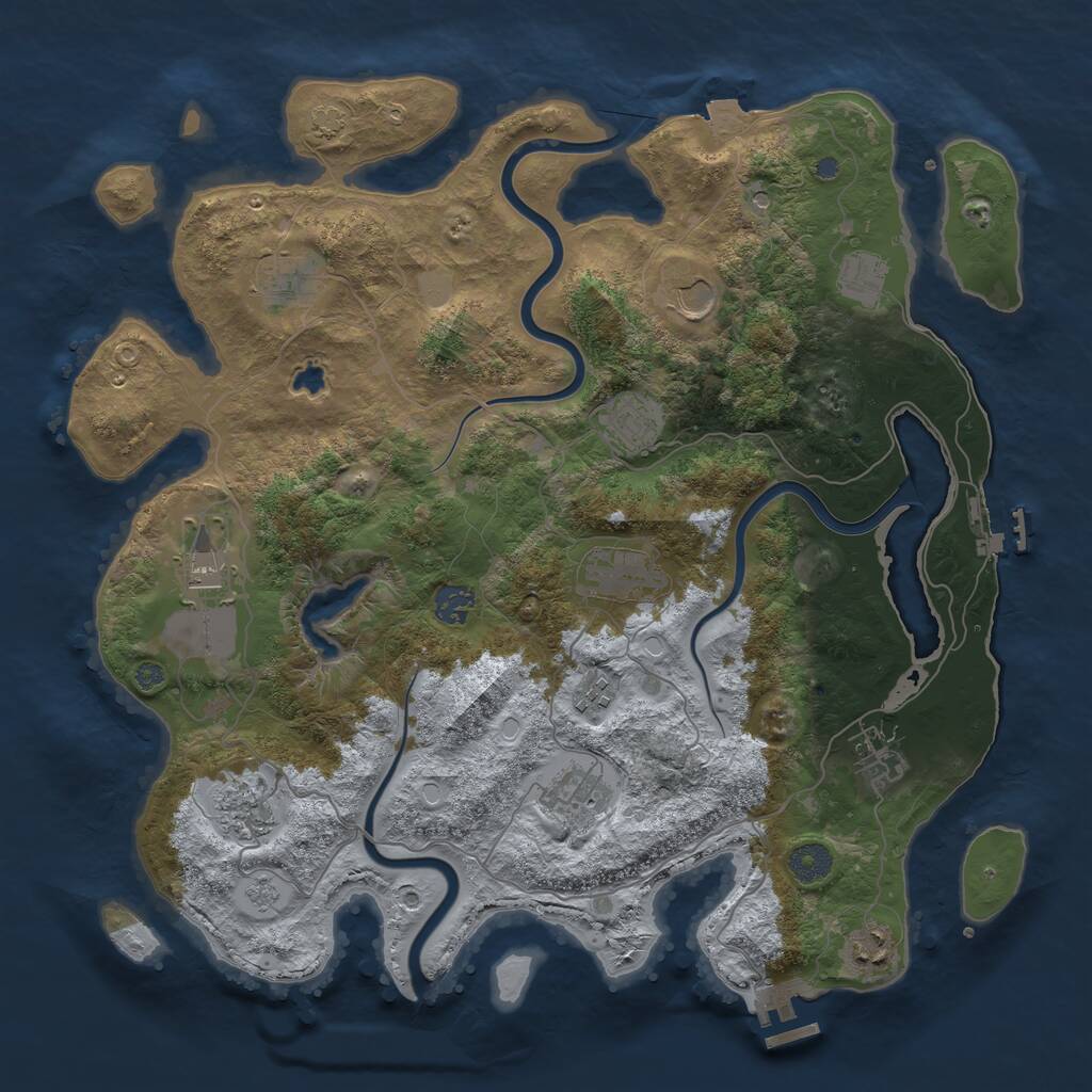 Rust Map: Procedural Map, Size: 4000, Seed: 6445501, 19 Monuments