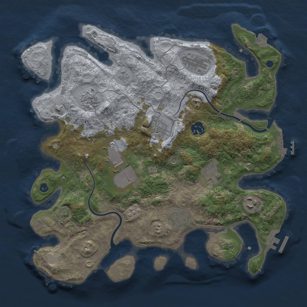 Rust Map: Procedural Map, Size: 3500, Seed: 2206494, 15 Monuments