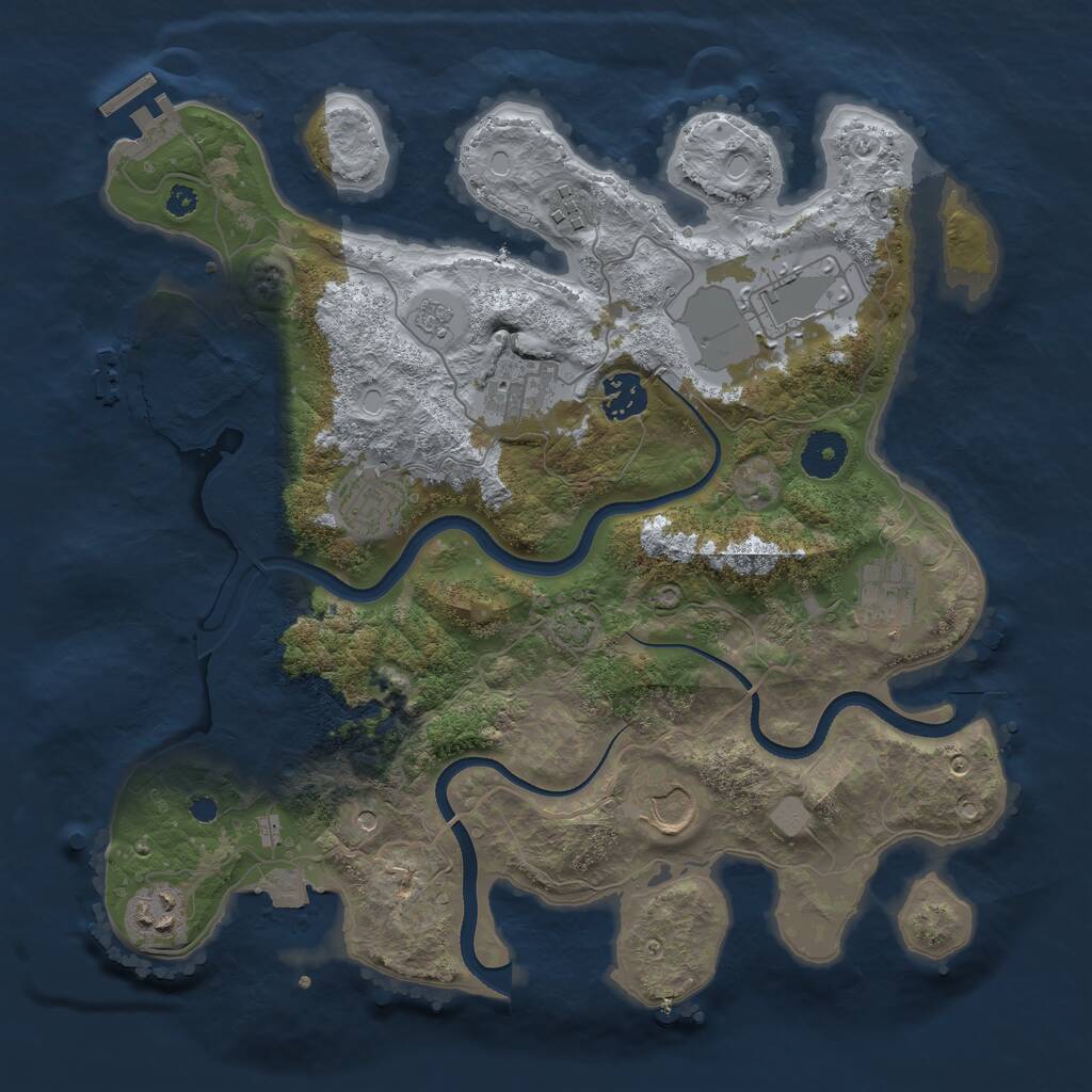 Rust Map: Procedural Map, Size: 3500, Seed: 3809992, 14 Monuments