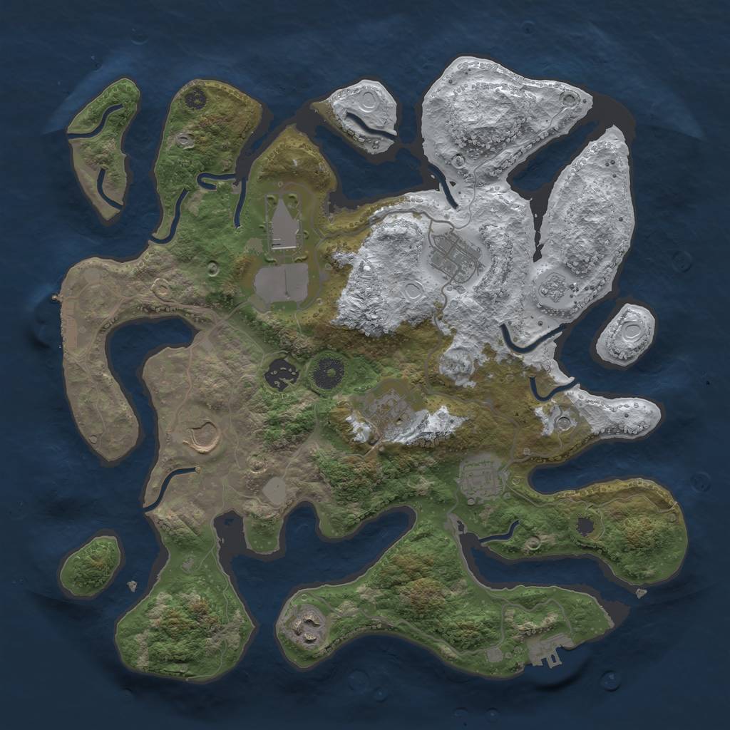 Rust Map: Procedural Map, Size: 3500, Seed: 614439416, 16 Monuments