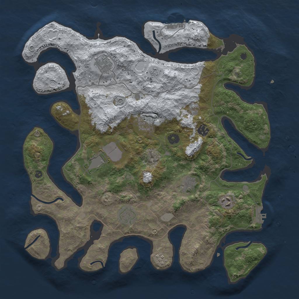 Rust Map: Procedural Map, Size: 4000, Seed: 652958, 17 Monuments