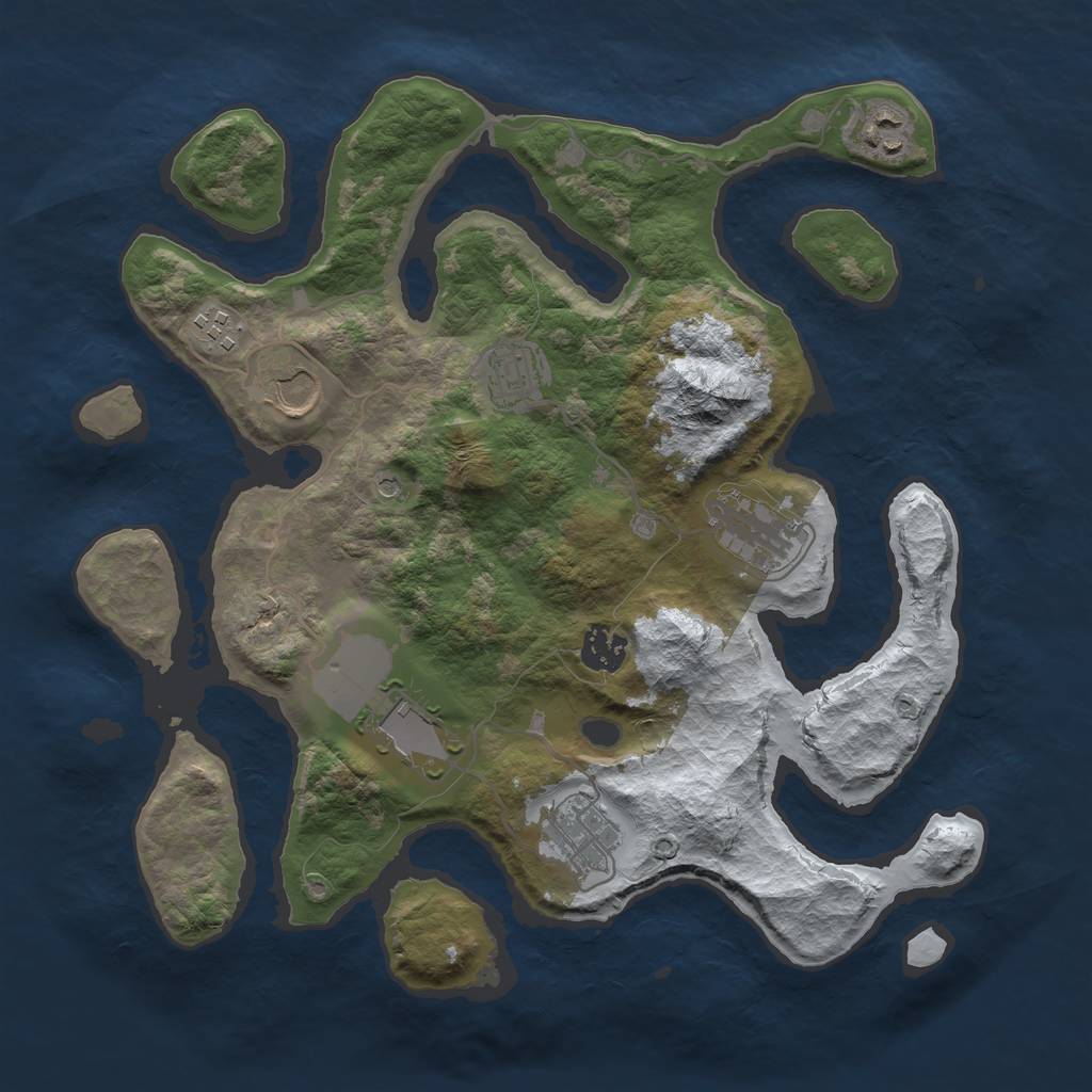 Rust Map: Barren, Size: 3500, Seed: 5243483, 11 Monuments