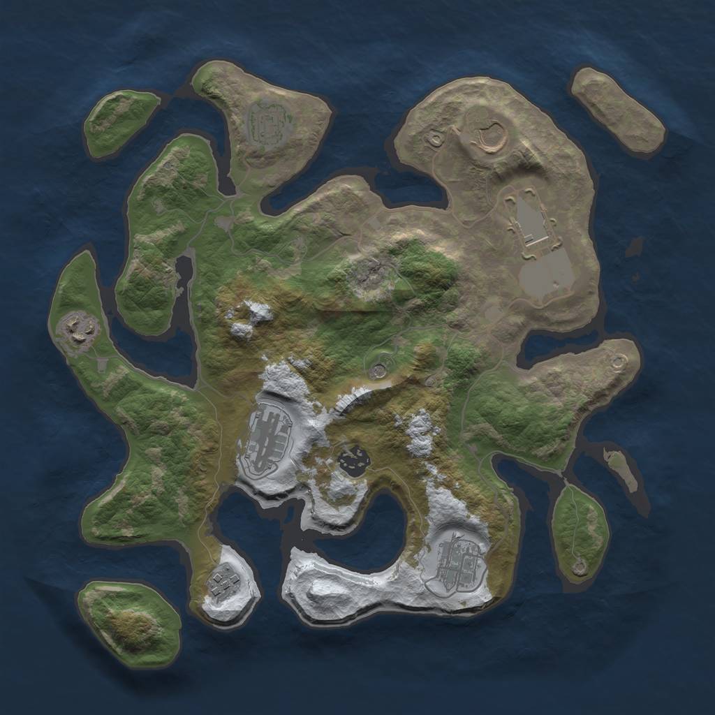 Rust Map: Barren, Size: 3500, Seed: 4749121, 11 Monuments