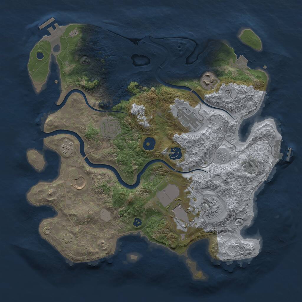Rust Map: Procedural Map, Size: 3500, Seed: 3742495, 14 Monuments