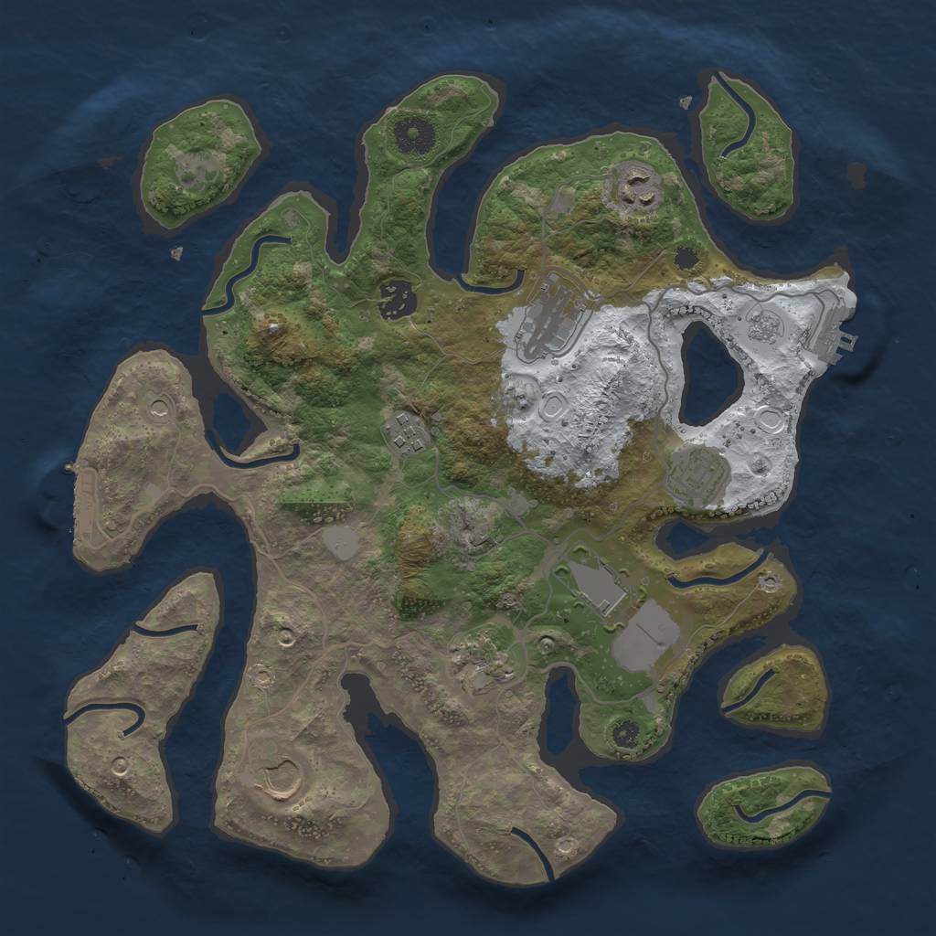 Rust Map: Procedural Map, Size: 3500, Seed: 2594889, 17 Monuments