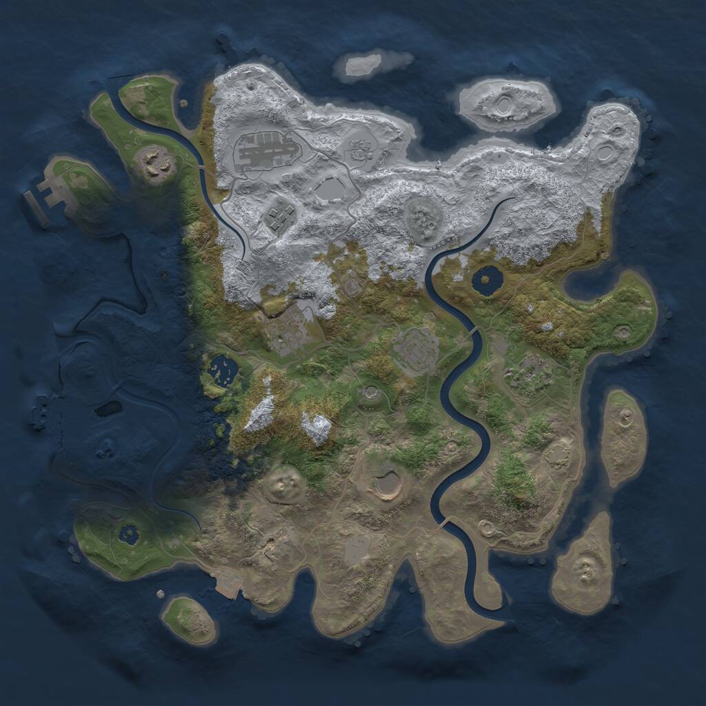 Rust Map: Procedural Map, Size: 3550, Seed: 321784, 14 Monuments