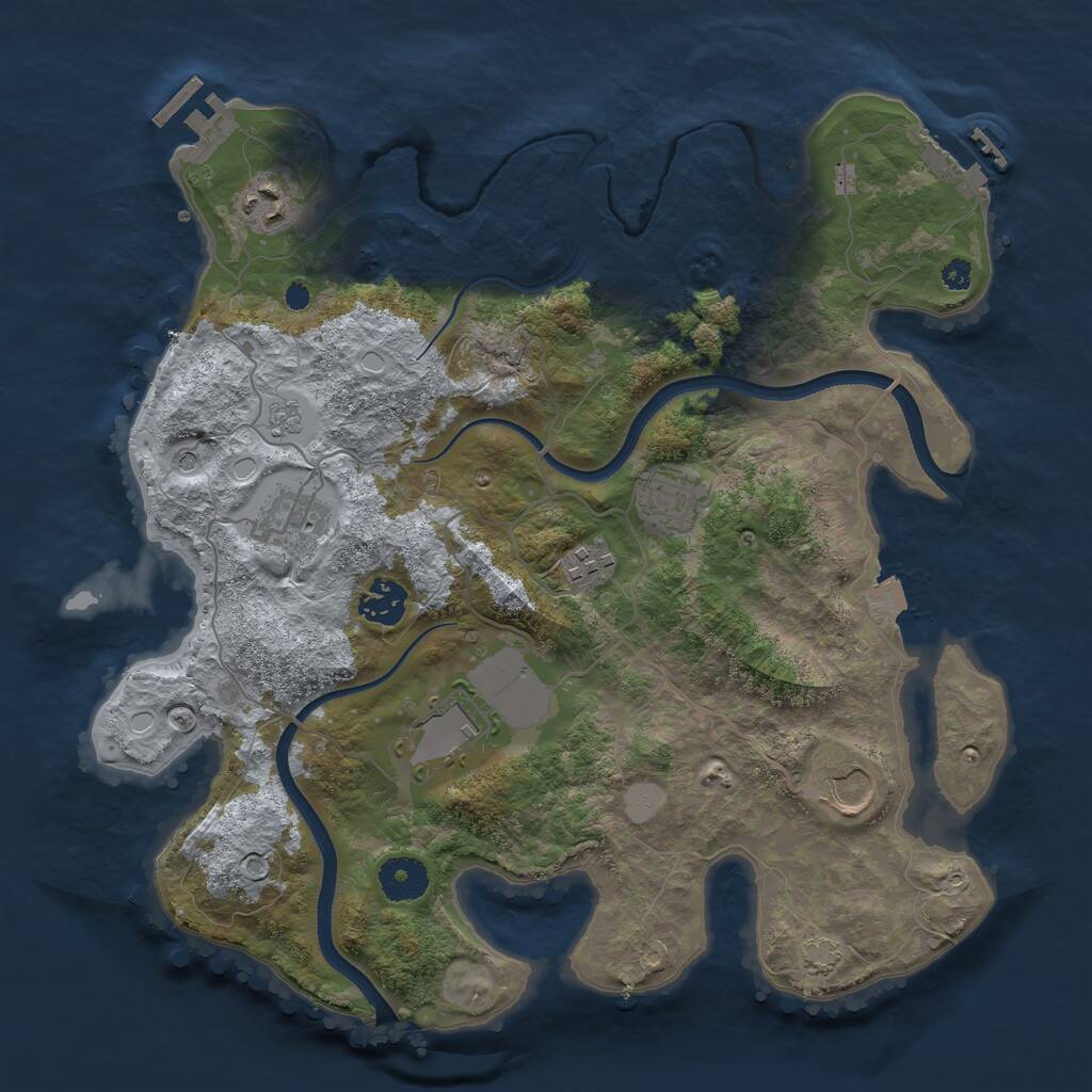 Rust Map: Procedural Map, Size: 3500, Seed: 3177602, 13 Monuments