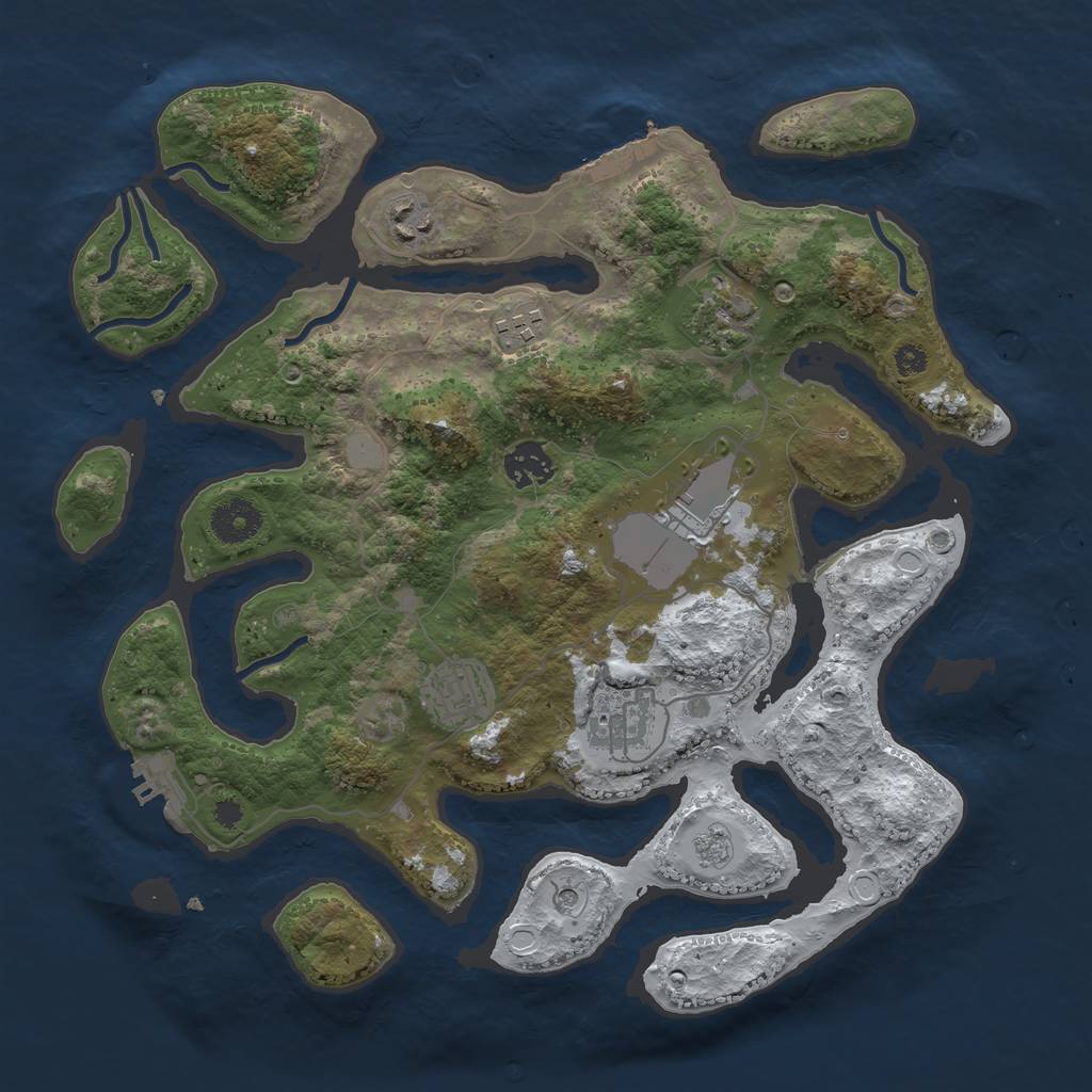 Rust Map: Procedural Map, Size: 3500, Seed: 71413125, 16 Monuments