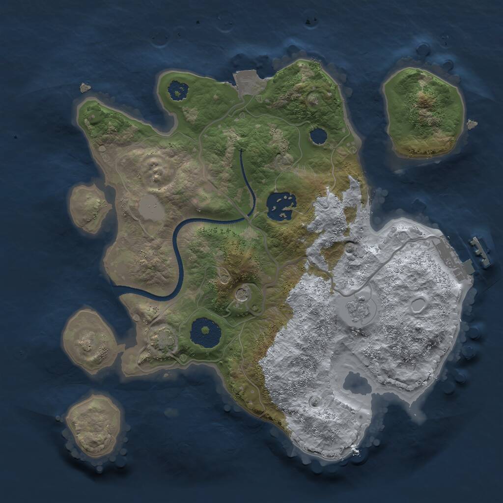 Rust Map: Procedural Map, Size: 2500, Seed: 243208212, 6 Monuments