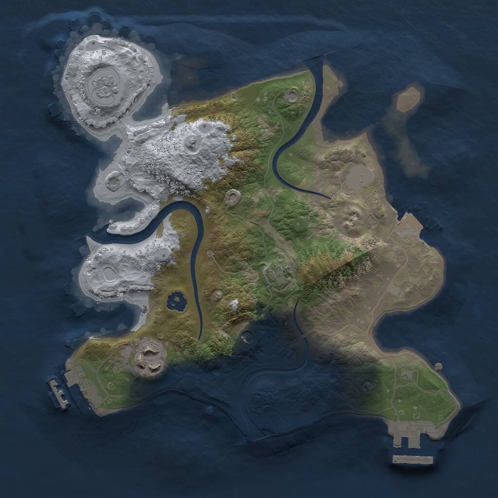 Rust Map: Procedural Map, Size: 2500, Seed: 6153457, 7 Monuments