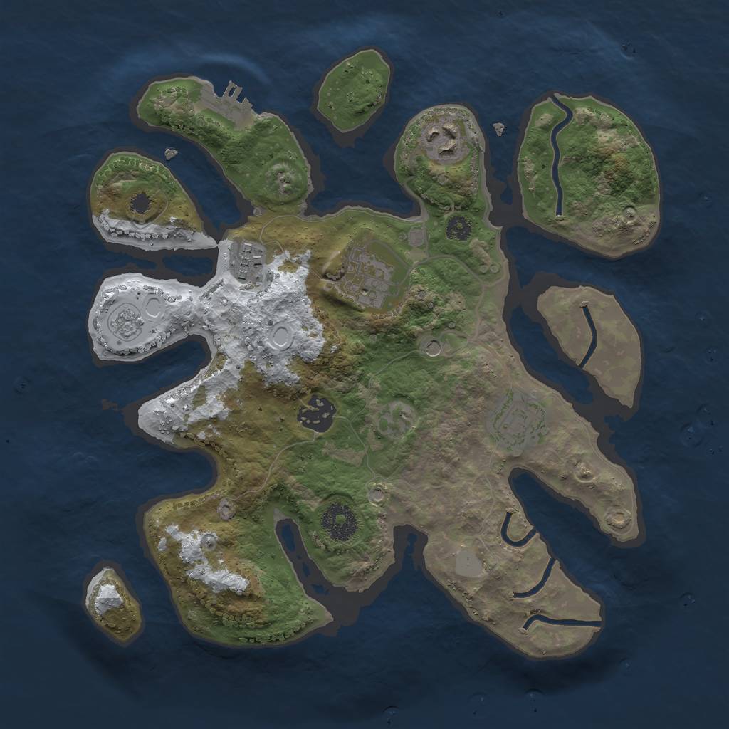 Rust Map: Procedural Map, Size: 3000, Seed: 3244, 13 Monuments
