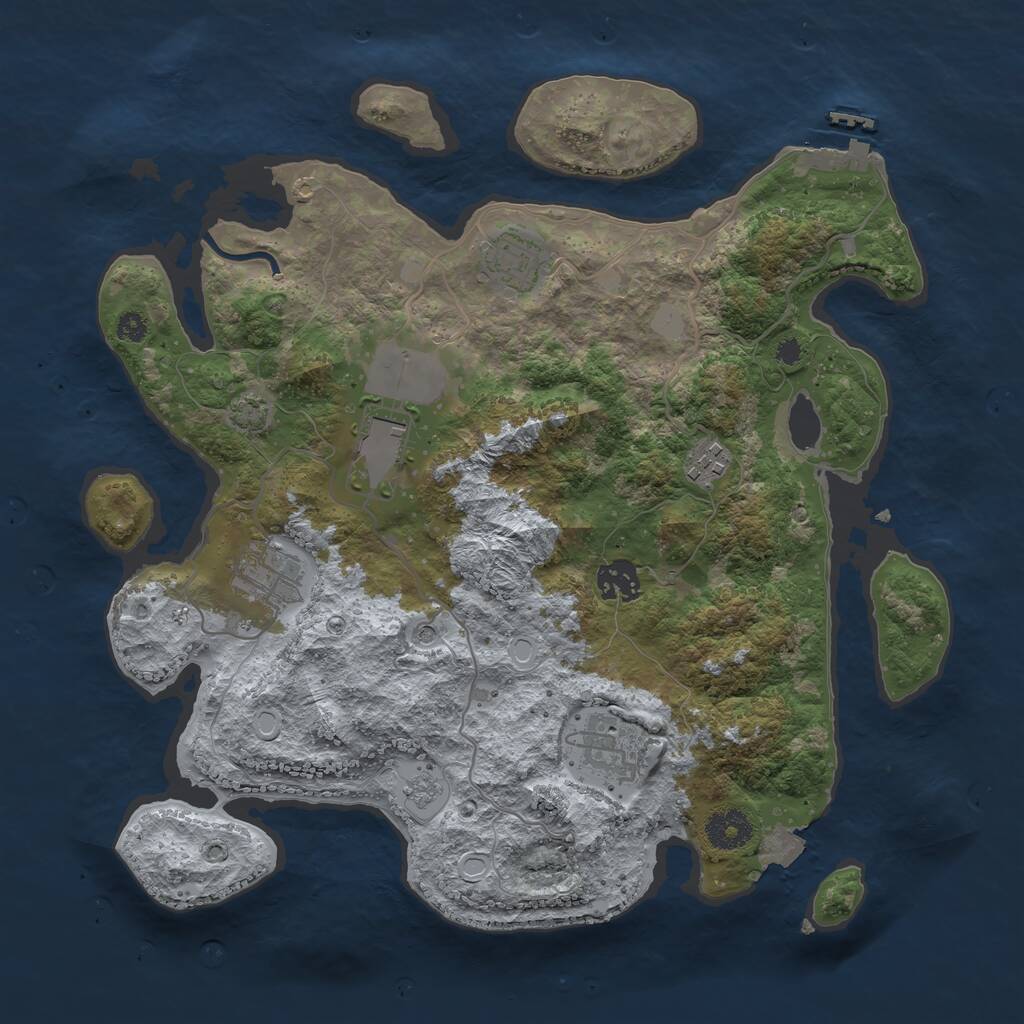 Rust Map: Procedural Map, Size: 3500, Seed: 4177454, 11 Monuments