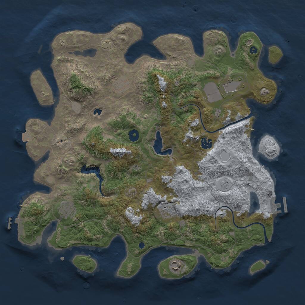 Rust Map: Procedural Map, Size: 4000, Seed: 831993, 12 Monuments
