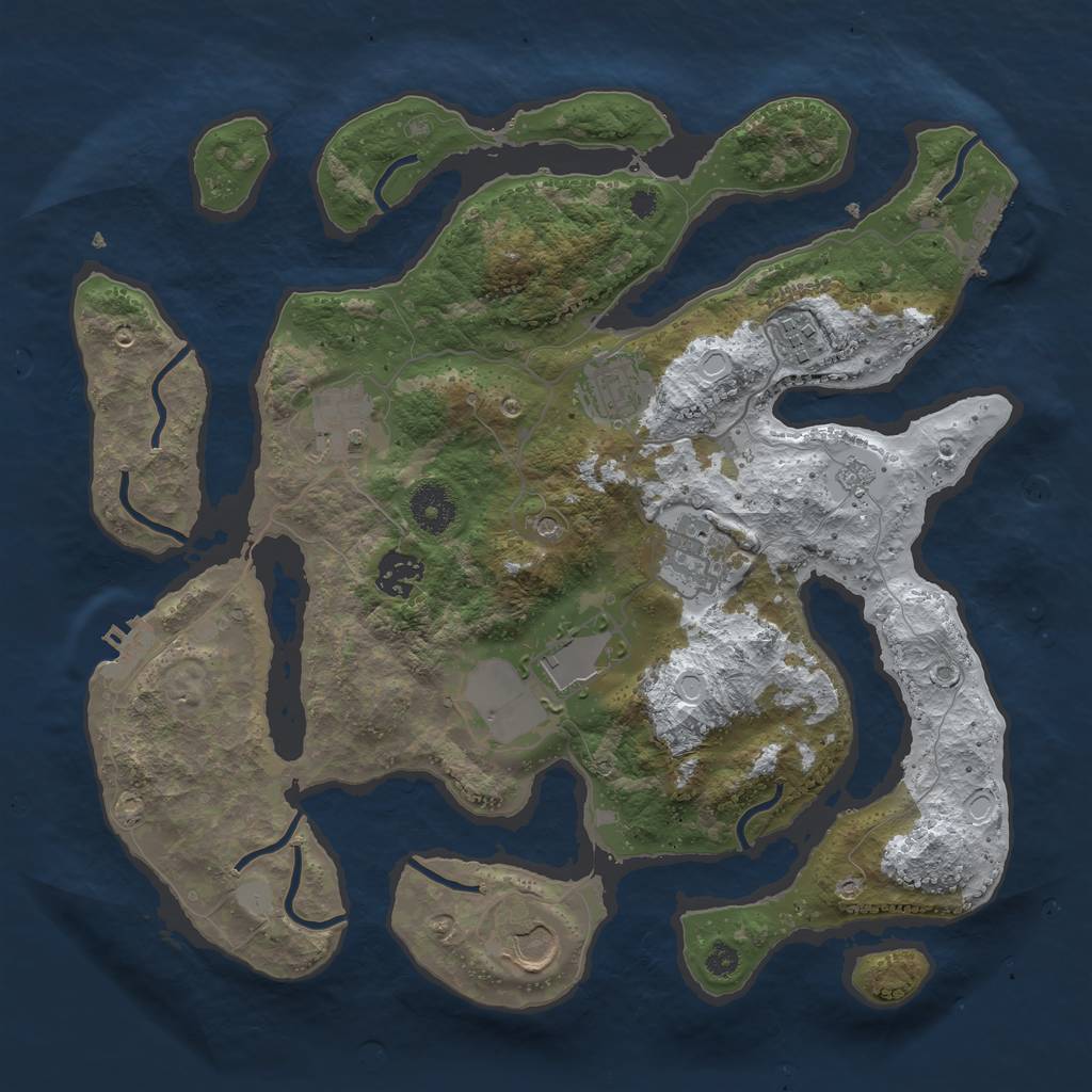 Rust Map: Procedural Map, Size: 3500, Seed: 1296431586, 16 Monuments