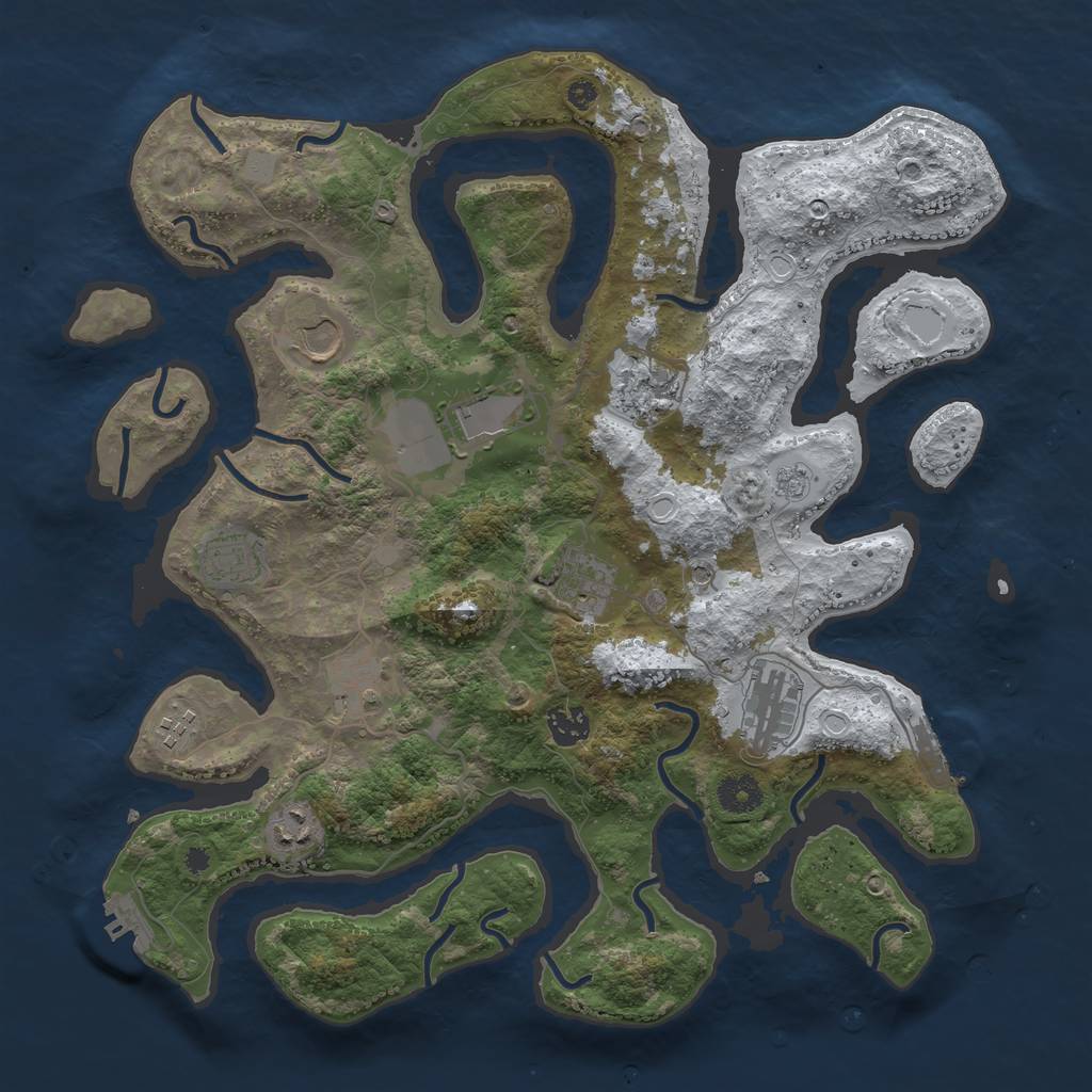 Rust Map: Procedural Map, Size: 3850, Seed: 1489392662, 19 Monuments
