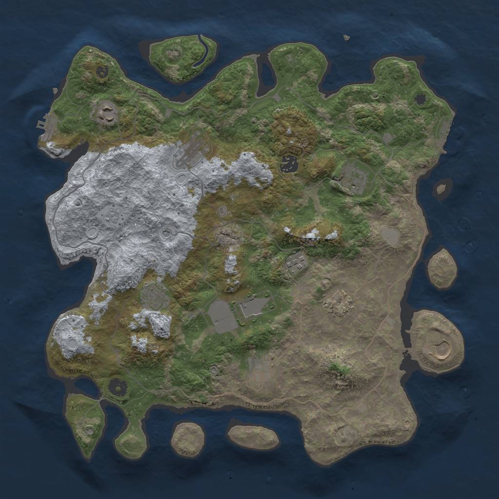 Rust Map: Procedural Map, Size: 4000, Seed: 3486489, 17 Monuments