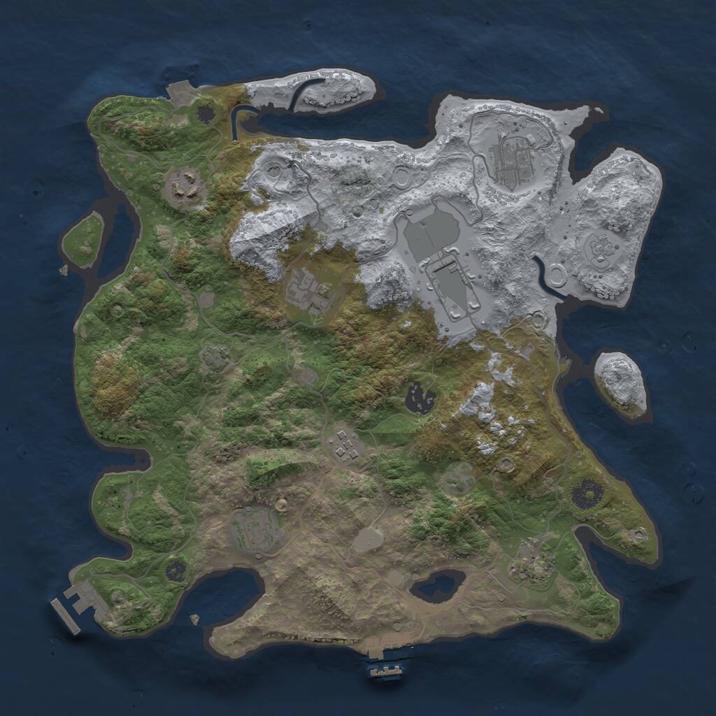 Rust Map: Procedural Map, Size: 3500, Seed: 4924416, 14 Monuments