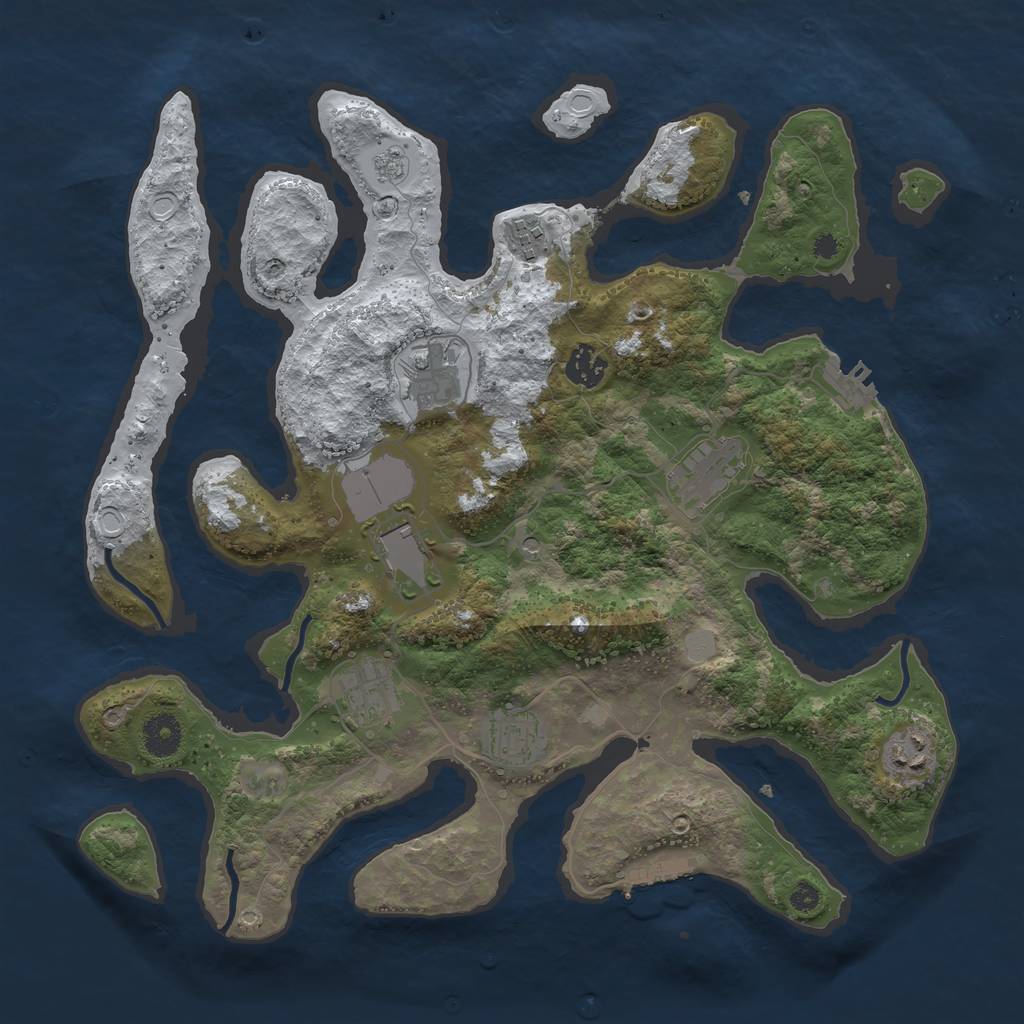 Rust Map: Procedural Map, Size: 3750, Seed: 609234, 17 Monuments