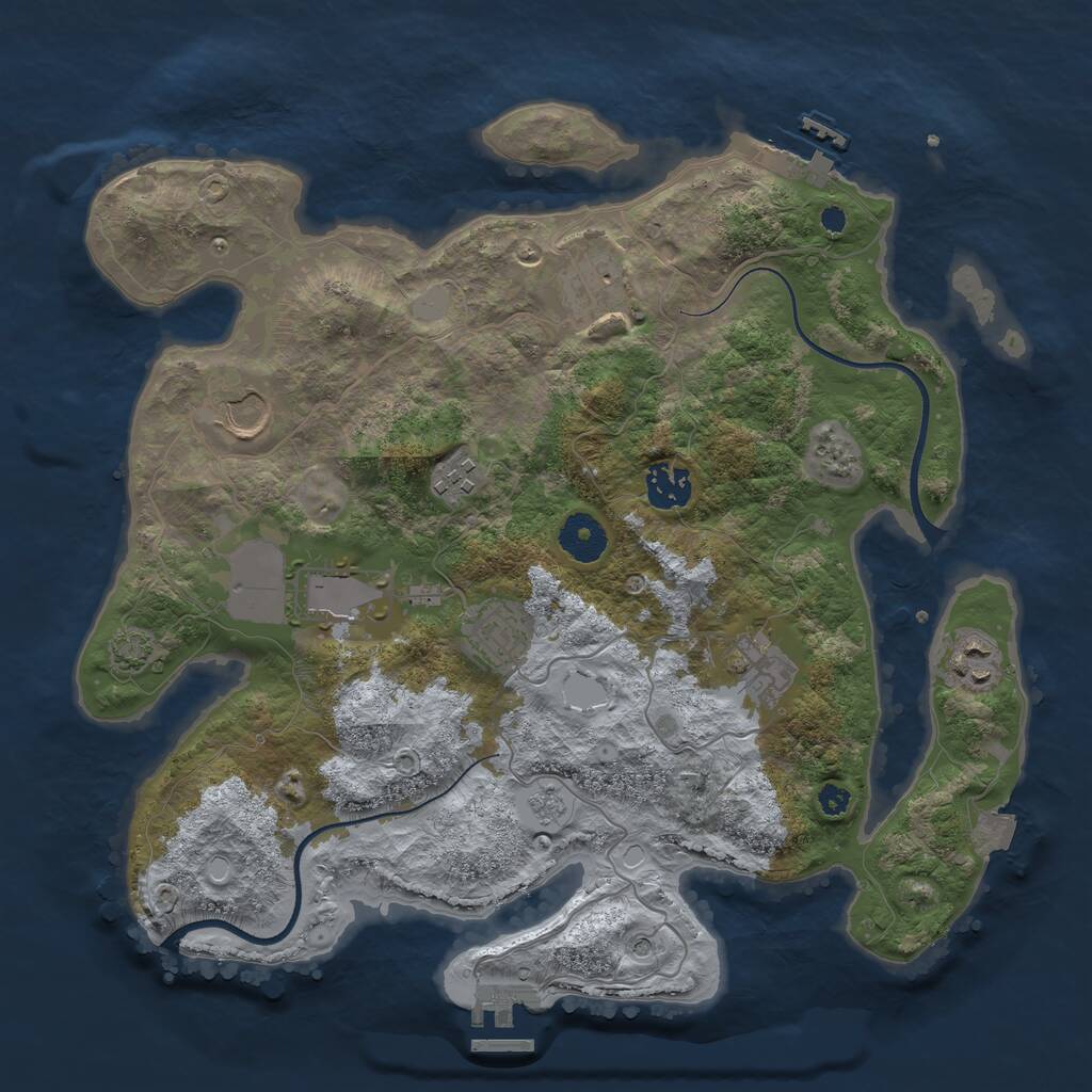 Rust Map: Procedural Map, Size: 3500, Seed: 1622354, 14 Monuments