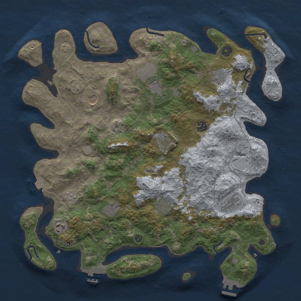 Rust Map: Procedural Map, Size: 4200, Seed: 107489011, 16 Monuments