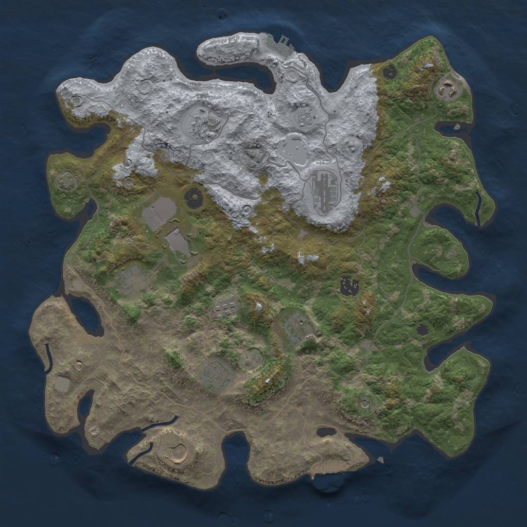 Rust Map: Procedural Map, Size: 4000, Seed: 3445566, 18 Monuments