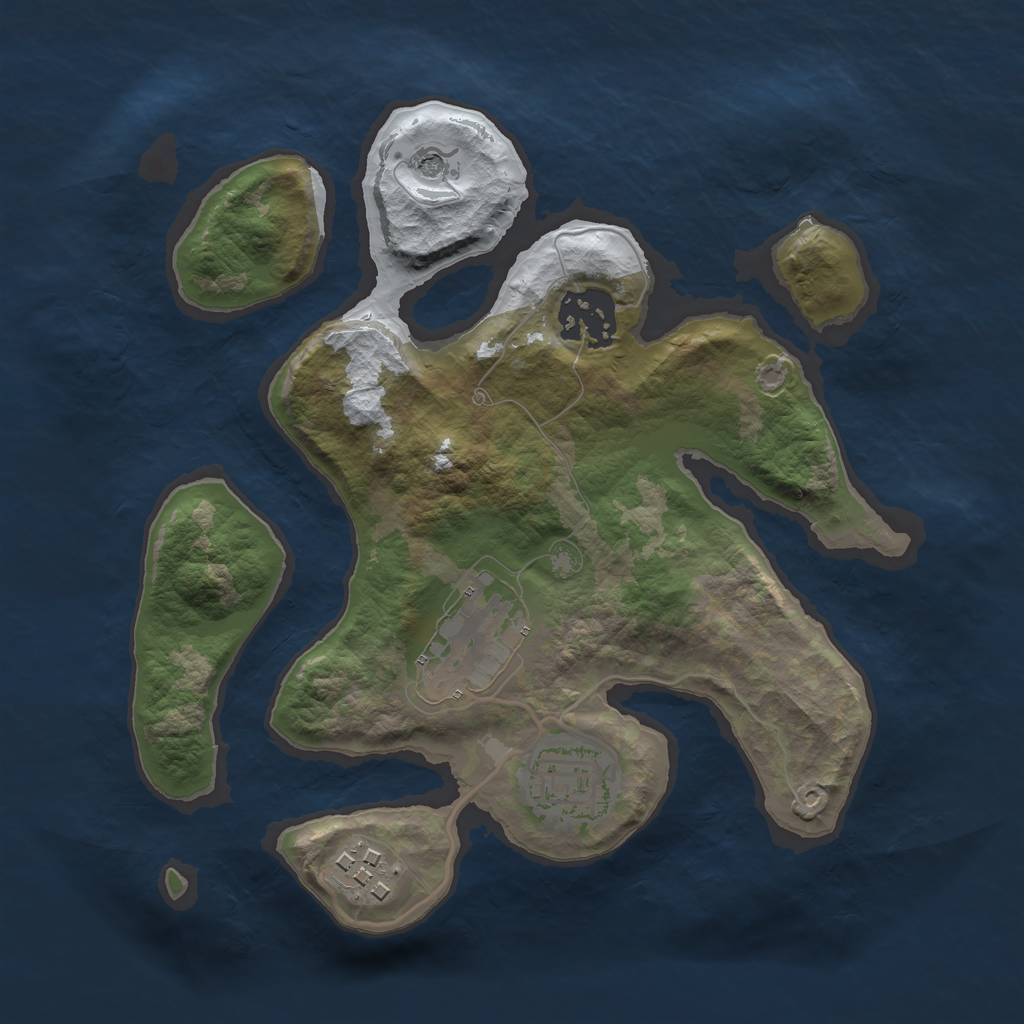 Rust Map: Barren, Size: 2500, Seed: 666666, 7 Monuments