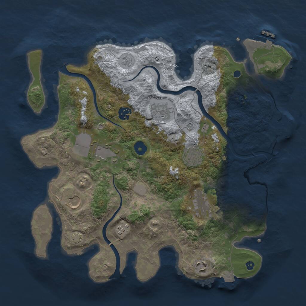 Rust Map: Procedural Map, Size: 3500, Seed: 30411, 14 Monuments
