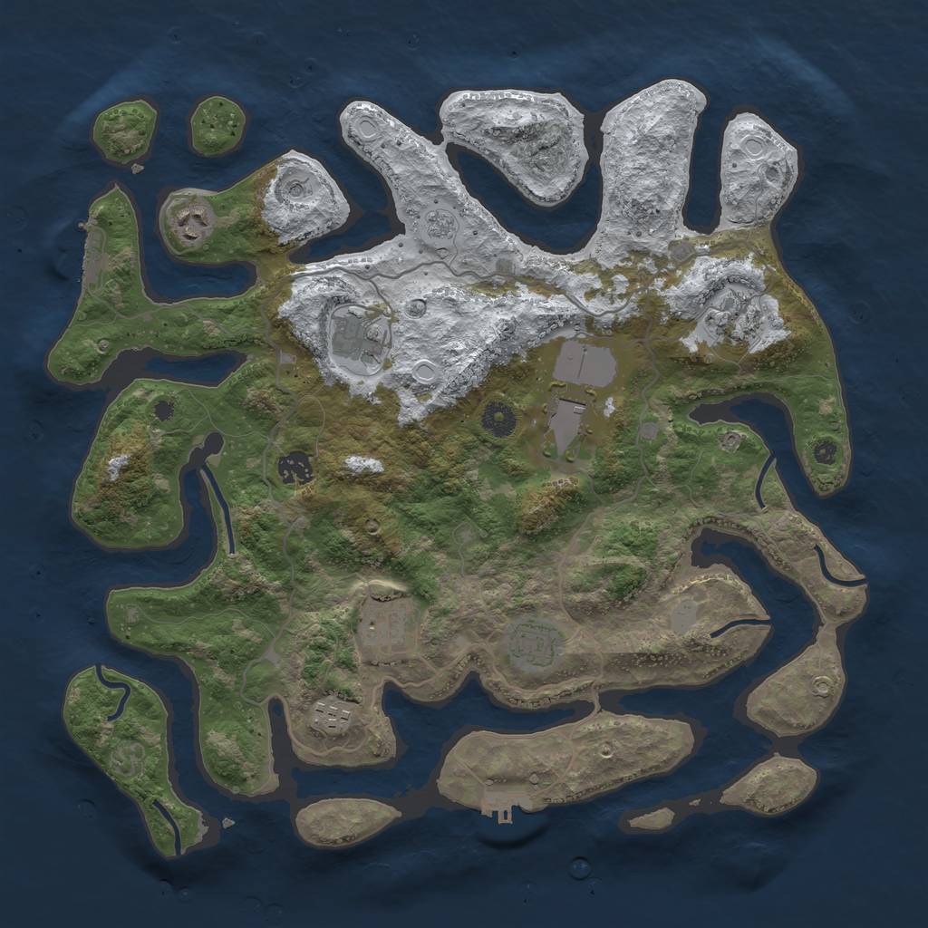 Rust Map: Procedural Map, Size: 4000, Seed: 889276, 17 Monuments