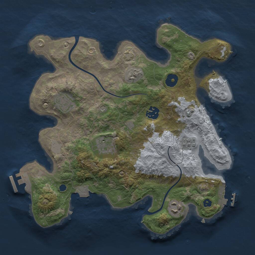 Rust Map: Procedural Map, Size: 3000, Seed: 969934527, 10 Monuments