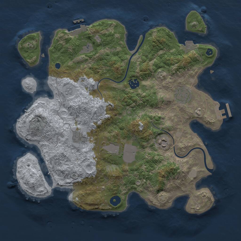 Rust Map: Procedural Map, Size: 3500, Seed: 266918, 10 Monuments
