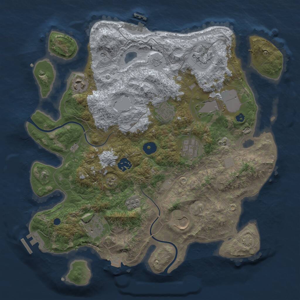 Rust Map: Procedural Map, Size: 3500, Seed: 49916094, 15 Monuments