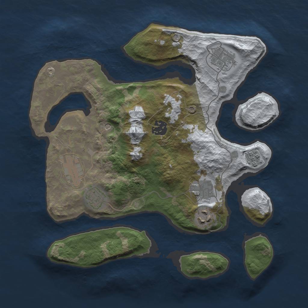 Rust Map: Barren, Size: 3000, Seed: 6351829, 10 Monuments