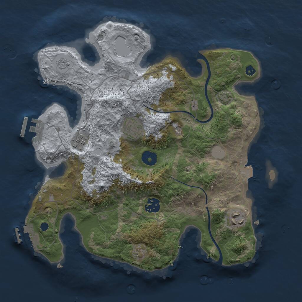 Rust Map: Procedural Map, Size: 3000, Seed: 2665134, 10 Monuments
