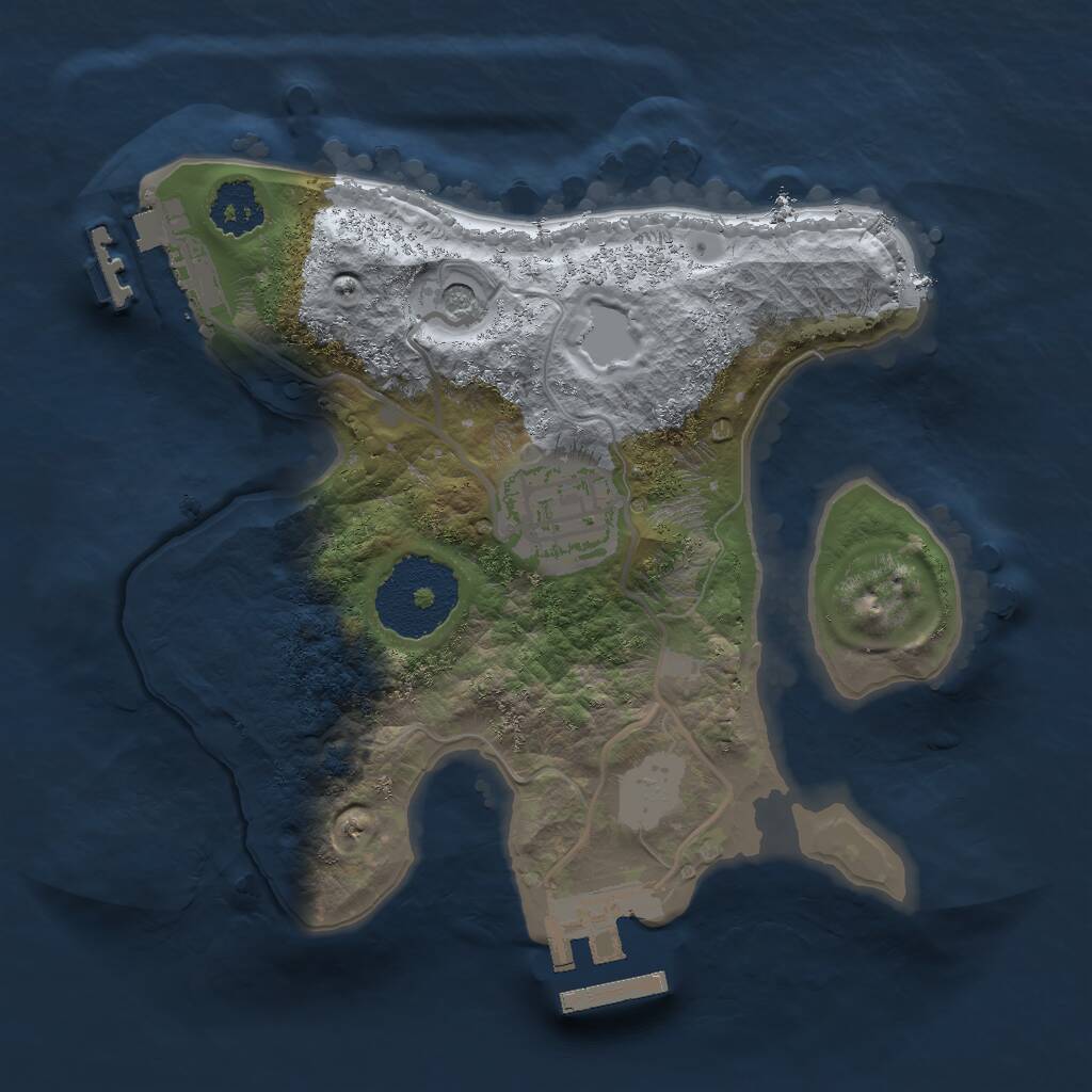Rust Map: Procedural Map, Size: 2048, Seed: 5534317, 5 Monuments