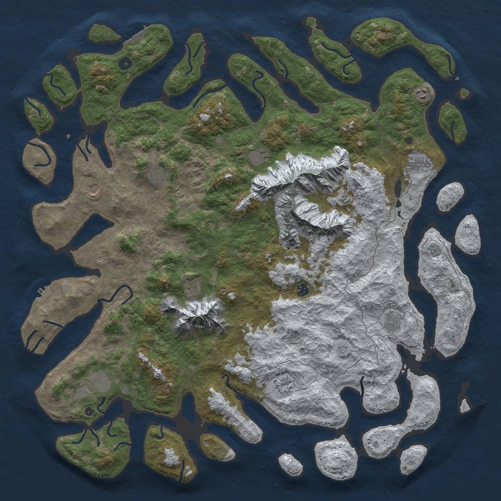 Rust Map: Procedural Map, Size: 6000, Seed: 437440990, 20 Monuments