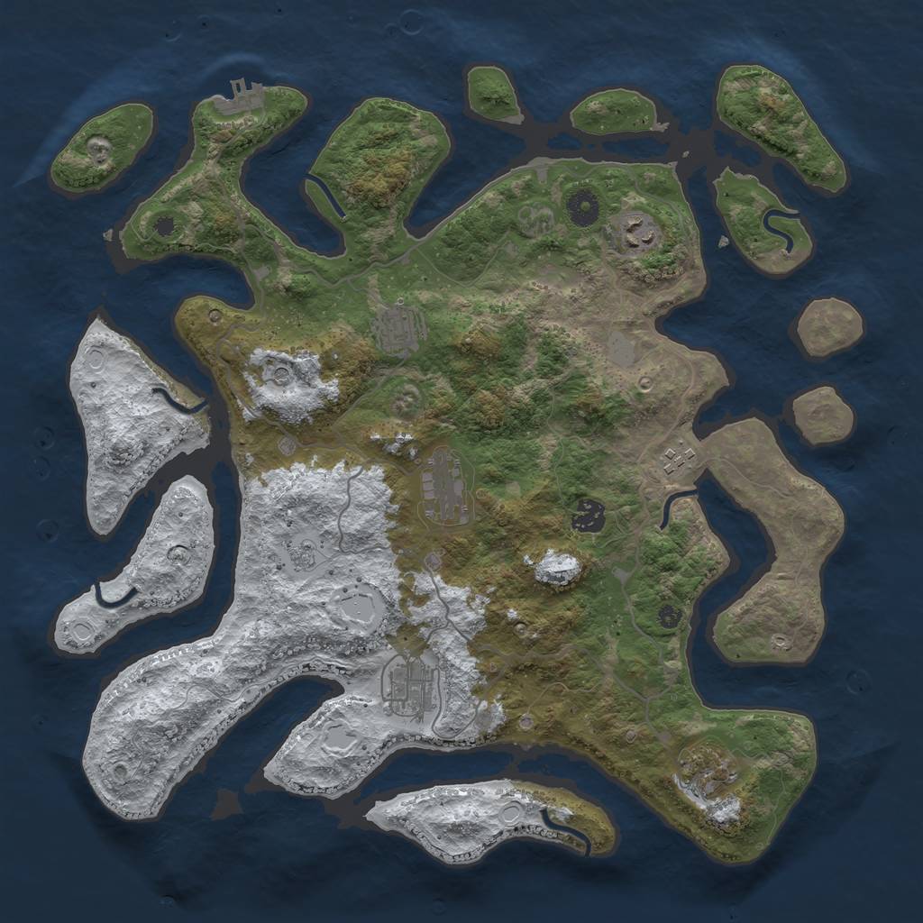 Rust Map: Procedural Map, Size: 4000, Seed: 4561843, 15 Monuments