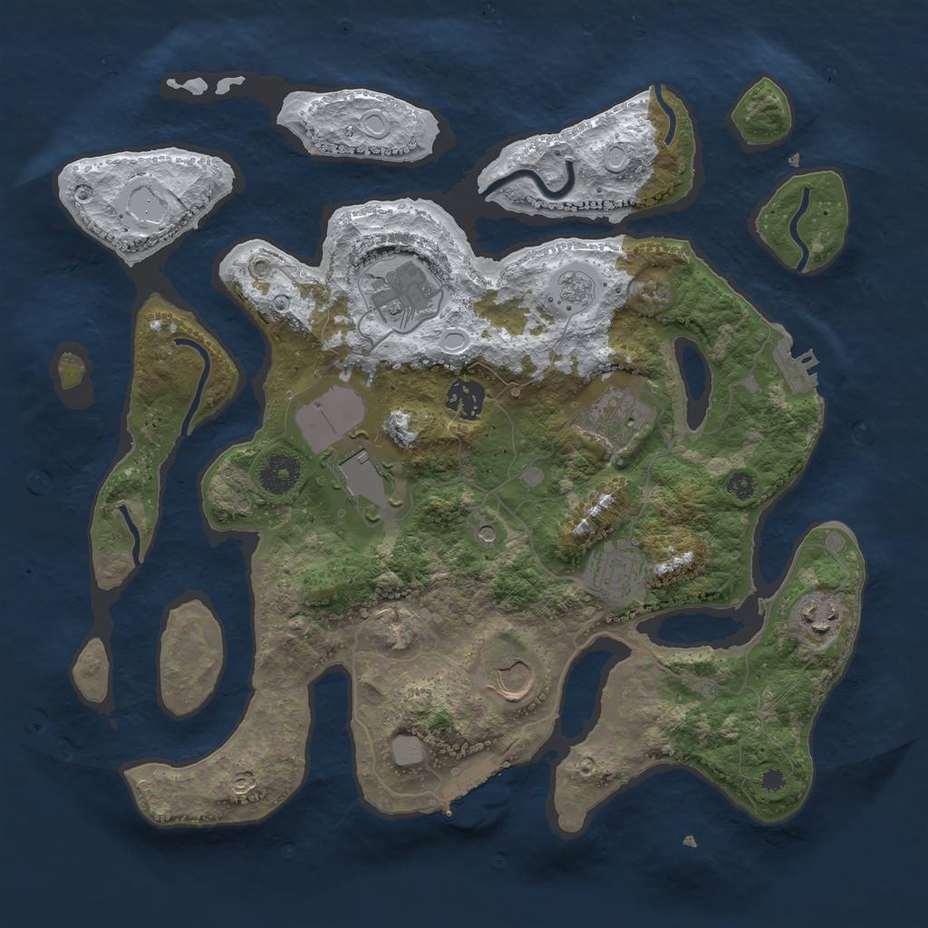 Rust Map: Procedural Map, Size: 3500, Seed: 3627720, 16 Monuments