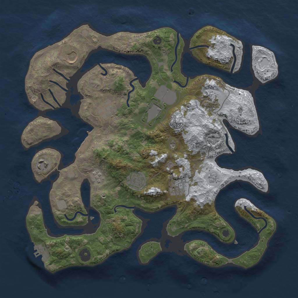 Rust Map: Procedural Map, Size: 3700, Seed: 5264230, 17 Monuments