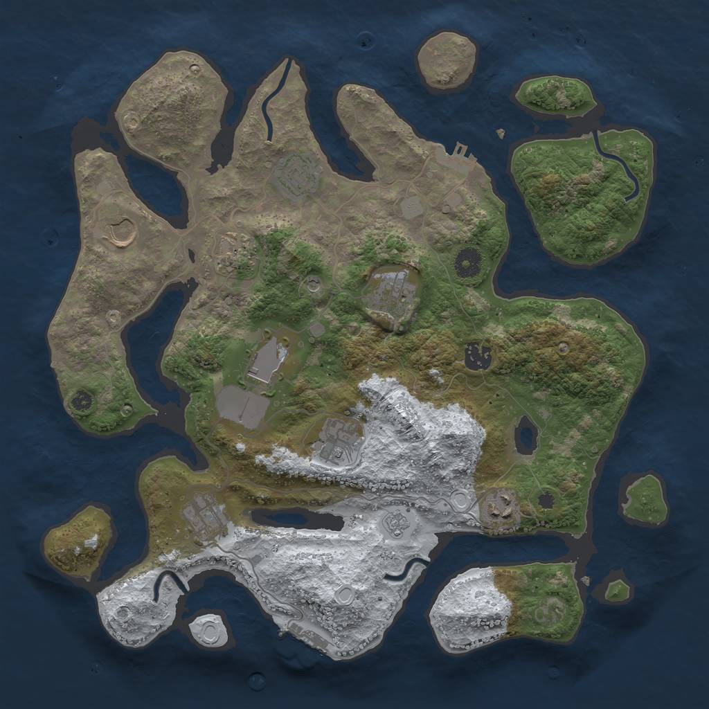 Rust Map: Procedural Map, Size: 3700, Seed: 6022133, 18 Monuments