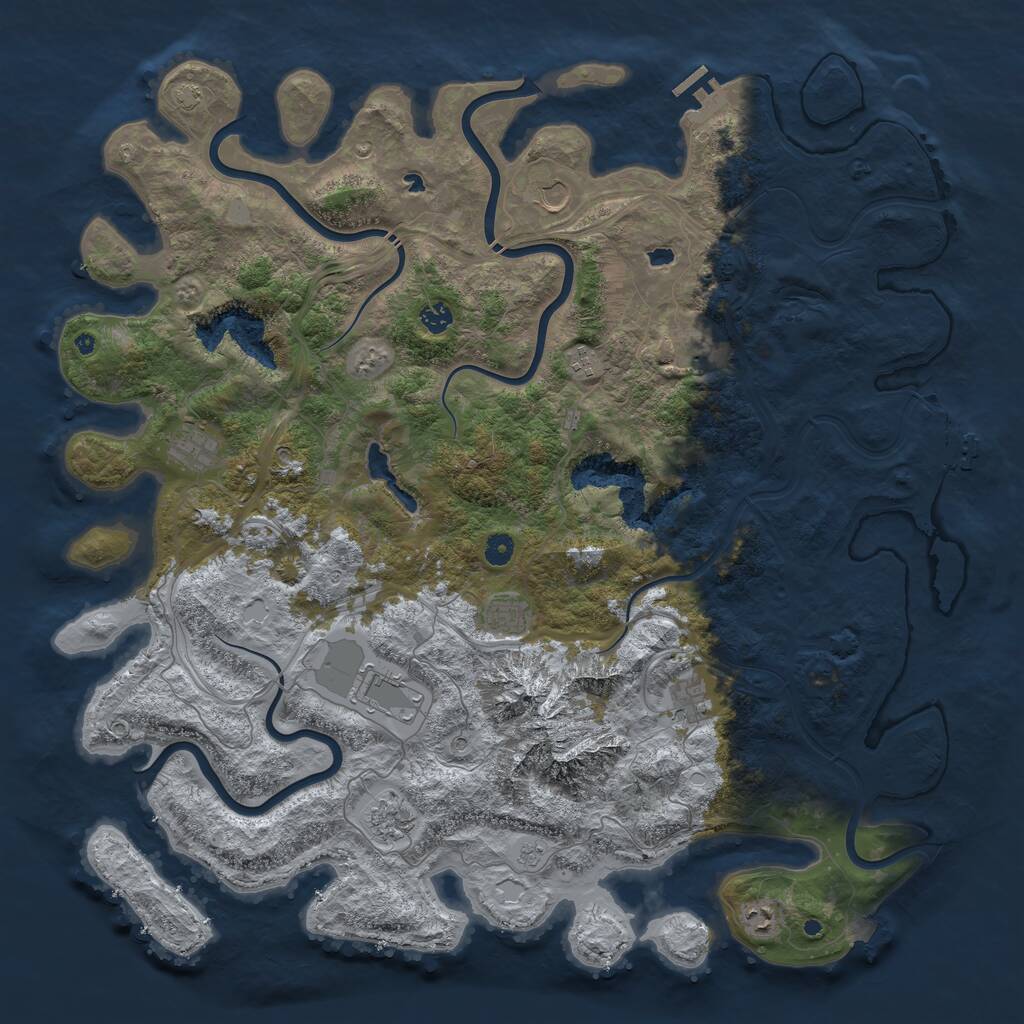 Rust Map: Procedural Map, Size: 5000, Seed: 1942, 16 Monuments
