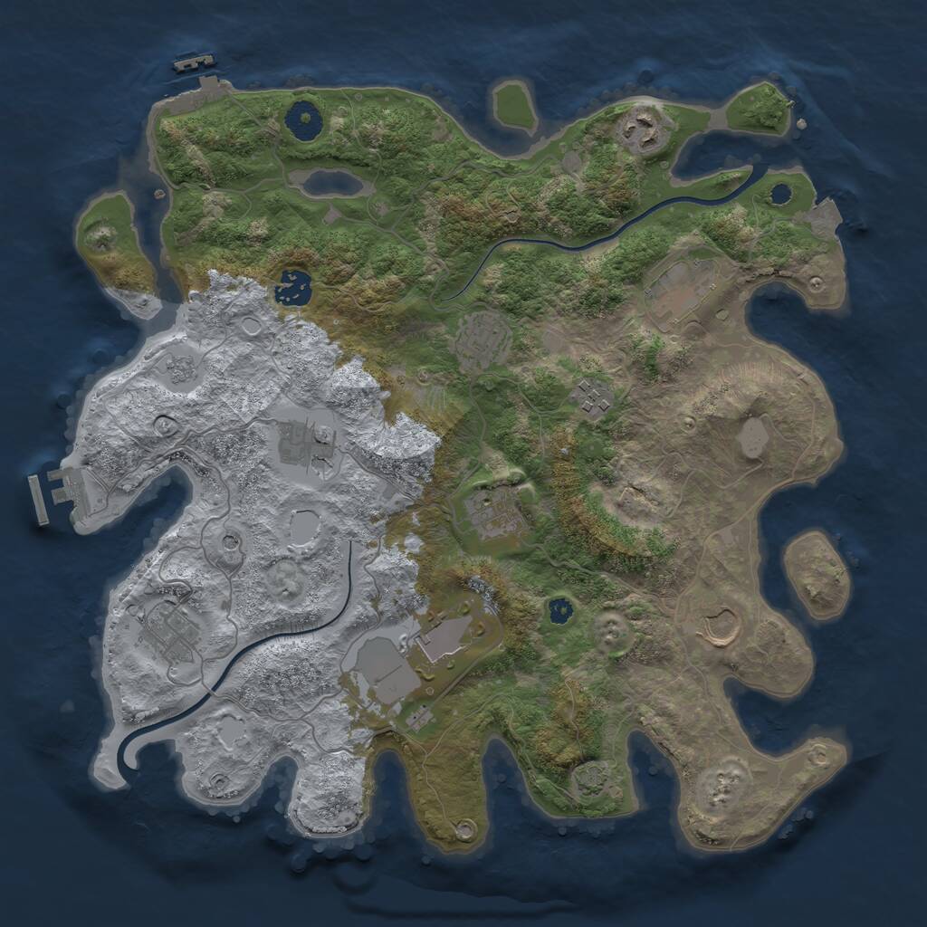 Rust Map: Procedural Map, Size: 3700, Seed: 4114991, 16 Monuments