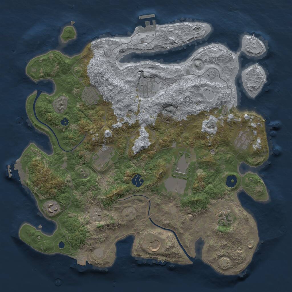 Rust Map: Procedural Map, Size: 3700, Seed: 3231723, 16 Monuments