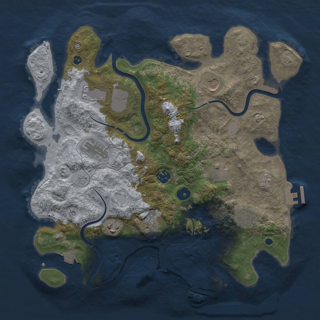 Rust Map: Procedural Map, Size: 3700, Seed: 837352448, 15 Monuments