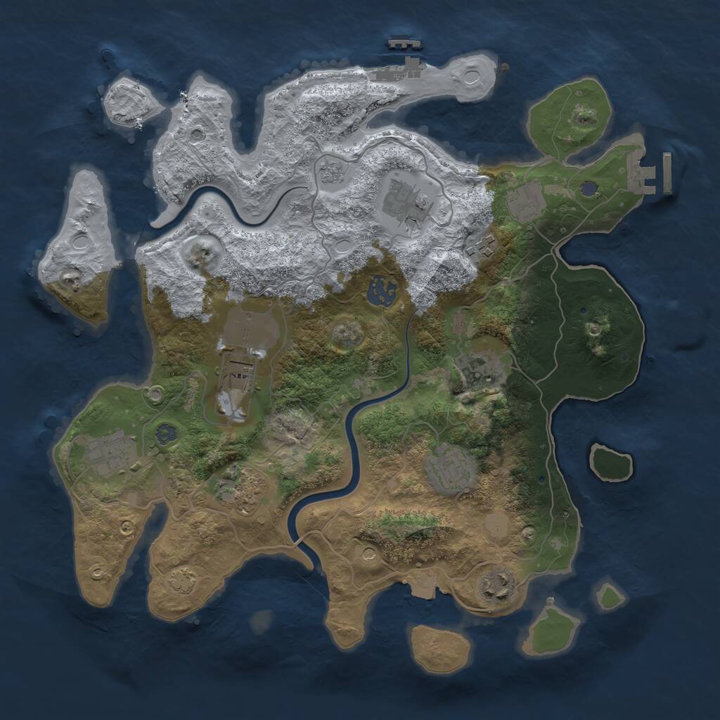 Rust Map: Procedural Map, Size: 3500, Seed: 1282664, 17 Monuments